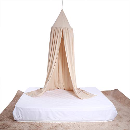 Fdit Hanging Bed Canopy Mos1quito Net Curtain for Baby Kid, Soft Cotton Material (Khaki)