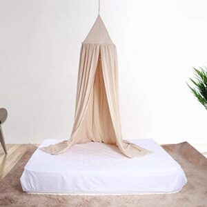 Fdit Hanging Bed Canopy Mos1quito Net Curtain for Baby Kid, Soft Cotton Material (Khaki)