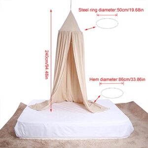 Fdit Hanging Bed Canopy Mos1quito Net Curtain for Baby Kid, Soft Cotton Material (Khaki)