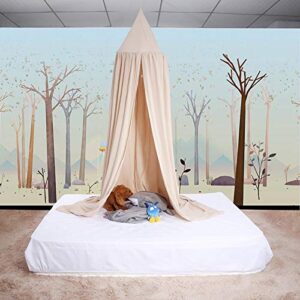 Fdit Hanging Bed Canopy Mos1quito Net Curtain for Baby Kid, Soft Cotton Material (Khaki)