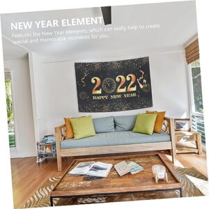 Abaodam 1 Set new year party banner new year wishes banner 2022 chinese wall banner new year backdrops gold streamers black trim colorful streamers room decor streamer 2021 decor banner