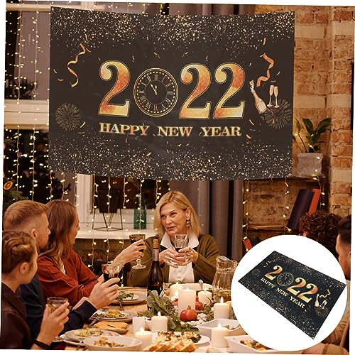 Abaodam 1 Set new year party banner new year wishes banner 2022 chinese wall banner new year backdrops gold streamers black trim colorful streamers room decor streamer 2021 decor banner