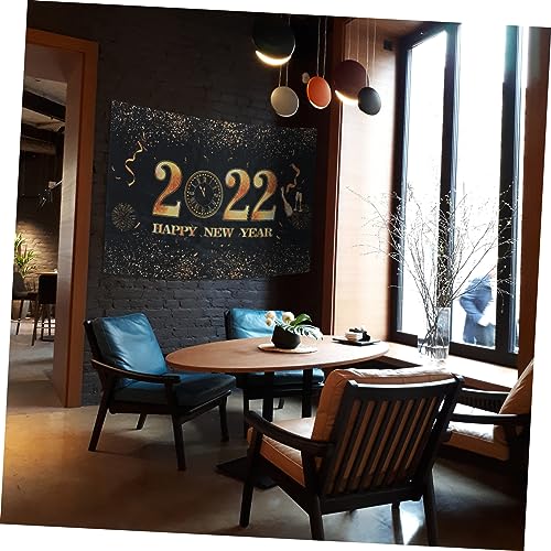 Abaodam 1 Set new year party banner new year wishes banner 2022 chinese wall banner new year backdrops gold streamers black trim colorful streamers room decor streamer 2021 decor banner