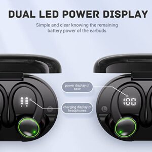 for BLU Bold N2 Wireless Earbuds Bluetooth Headphones 48hrs Play Back Sport Earphones with LED Display Over-Ear Buds with Earhooks Built-in Mic - Black