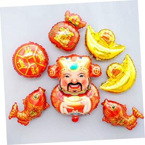 ibasenice 24 pcs 2021 Spring Festival Balloons lantern decor foil balloons garland decor Chinese New Year party wall decoration red ballons ox year balloons Chinese Style Balloon Party Decor
