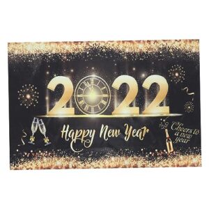 abaodam 1 set new year party banner 2022 new year banner backdrop celebrating new year hanging tapestry colorful streamers gold trim black decor 2021 new year banner decor flag banner reel