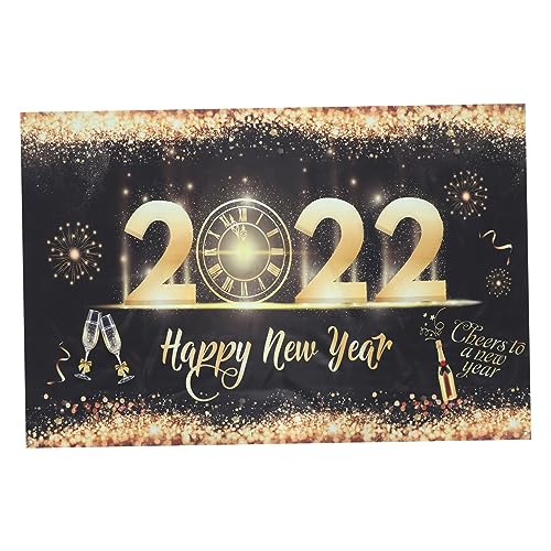 Abaodam 1 Set New Year Party Banner 2022 New Year Banner Backdrop Celebrating New Year Hanging Tapestry Colorful Streamers Gold Trim Black Decor 2021 New Year Banner Decor Flag Banner Reel