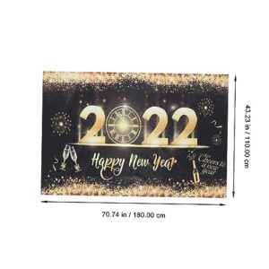 Abaodam 1 Set New Year Party Banner 2022 New Year Banner Backdrop Celebrating New Year Hanging Tapestry Colorful Streamers Gold Trim Black Decor 2021 New Year Banner Decor Flag Banner Reel