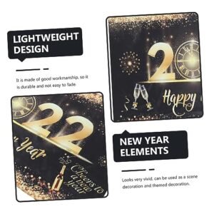 Abaodam 1 Set New Year Party Banner 2022 New Year Banner Backdrop Celebrating New Year Hanging Tapestry Colorful Streamers Gold Trim Black Decor 2021 New Year Banner Decor Flag Banner Reel