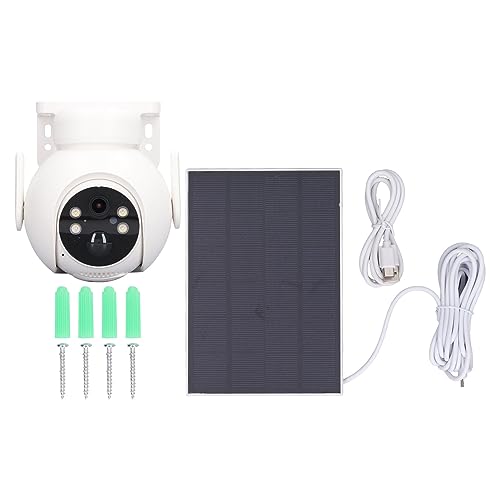Solar Security Camera, HD 4MP Prevent Flicker Weather Resistant Home Surveillance Camera Color Night Viewing 2 Way Talk IP66 Waterproof for Remote Monitoring