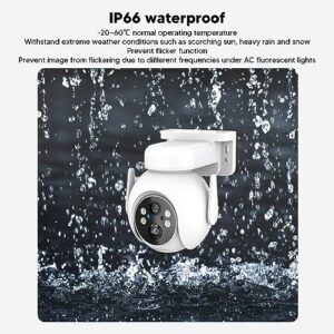 Solar Security Camera, HD 4MP Prevent Flicker Weather Resistant Home Surveillance Camera Color Night Viewing 2 Way Talk IP66 Waterproof for Remote Monitoring