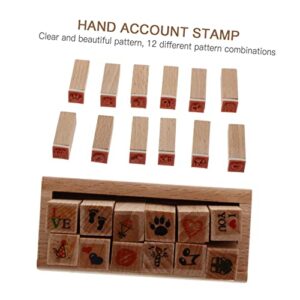 EXCEART Kids Toys 12pcs Wooden Seal Country Decor Hand Account Stamp Journal Stamps DIY Stamp Small Scrapbook Stamp Craft Making Stamp Vintage Stamp Love Crafts Antique Paint Vintage Decor