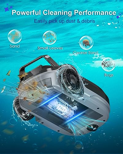 DANKARI Cordless Pool Robot Vacuum, Rechargeable Robotic Pool Cleaner for Above Ground & In-Ground Swimming Flat Pools