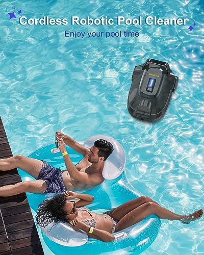 DANKARI Cordless Pool Robot Vacuum, Rechargeable Robotic Pool Cleaner for Above Ground & In-Ground Swimming Flat Pools