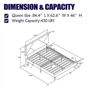 Queen Size Fabric Upholstered Platform Bed Frame with Headboard, Modern Concise Platform Bed with Strong Wood Slats Support/No Box Spring Needed/Easy Assembly for Bedroom Girls Boys, Gray (Queen)