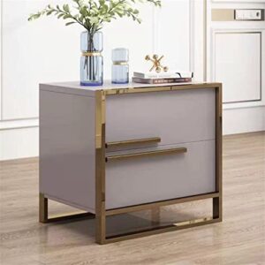 LIUJUN Baking Varnish Bright Bedside Table Italian Wanghong Hotel Bedroom Storage Cabinet Nightstand (Color : Gray)