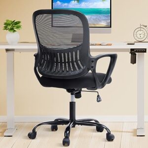 office chair, mid back mesh office computer swivel desk task chair, ergonomic executive chair with armrests