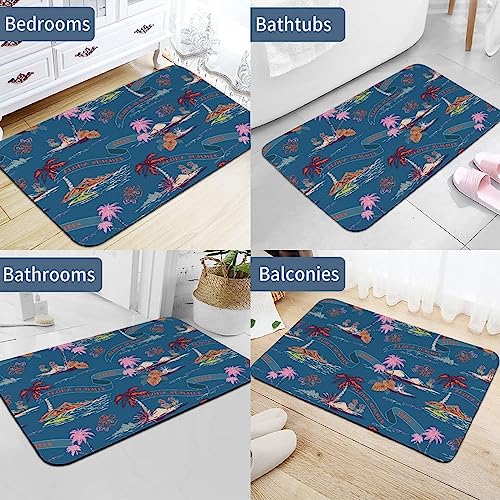 Bath Rugs Palm Tree Island Doormats Stone Diatomaceous Earth Rug Non-Slip Ocean Summer Bathroom Mat Washable Absorbent Mud Floor Mats for Indoor and Outdoor 15.7"x23.6"