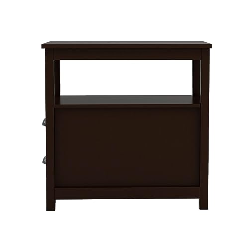 CEMKAR End Table Narrow Nightstand with Two Drawers and Open Shelf Bedside Table, Small Side Table End Table Next to The Sofa,for Bedroom Living Room (Brown)