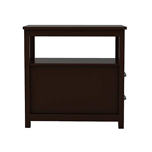 CEMKAR End Table Narrow Nightstand with Two Drawers and Open Shelf Bedside Table, Small Side Table End Table Next to The Sofa,for Bedroom Living Room (Brown)