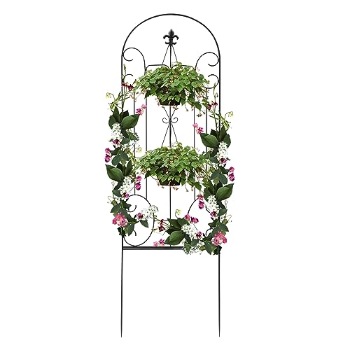 2 Pack Garden Trellis, for Climbing Plants 60" x 18" Black Steel Potted Support Vines Metal Wire Plant Trellis for Climbing Vegetables Flower Patio Roses Cucumbers