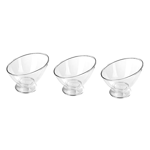 DECHOUS 3pcs Diagonal Salad Bowl glass dessert cups angled pasta bowls parfait cups fruit containers plastic salad bowl mixed salad Fruit Bowl Trifle Bowl Household Dessert Bowl deep bowl