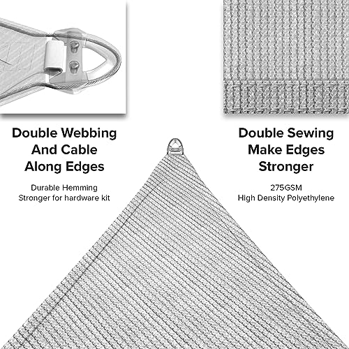 INFRANGE 18'x22' Sun Shade Sail Rectangle Canopy Cover with A Ring Steel Wire UV Block for Outdoor Patio Garden Backyard (Light Gray)