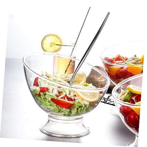 Garneck 3pcs Diagonal Salad Bowl glass bulk nuts mixed nuts clear dessert plates plastic soup bowls mixed veggies Delicate Trifle Bowl Multi-function Fruit Bowl Dessert Bowl pp food pasta