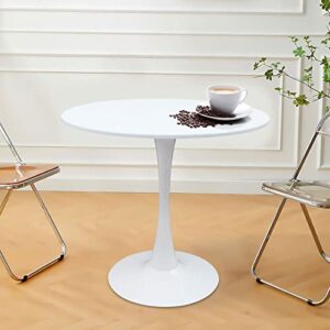 xuthusman 31.5-in round tulip pedestal dining table mid-century modern coffee leisure table bar tulip pedestal end side table with round mdf white