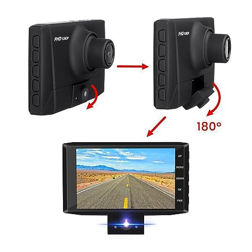 1080P Front and Rear Dash Cam for Car - Smart Driving Recorder - Car Driving Recorder with Night Vision, Seamless Loop Recording, Emergency Video Lock - Dashcam with 4.0Inch IPS