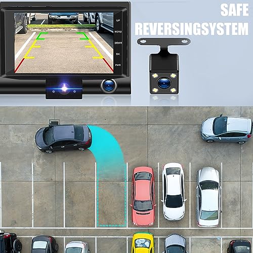 1080P Front and Rear Dash Cam for Car - Smart Driving Recorder - Car Driving Recorder with Night Vision, Seamless Loop Recording, Emergency Video Lock - Dashcam with 4.0Inch IPS