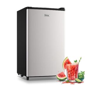 wanai mini refrigerator 3.2 cu.ft single door fridge with freezer with 5 temp modes adjustable control for home kitchen apartment dorm office, silver