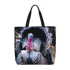vacsax tote bag for women reusable shopping bags thanksgiving turkey print shoulder handbag aesthetic totes for grocery