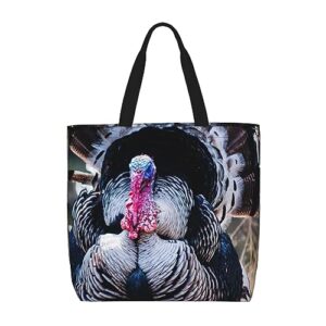 VACSAX Tote Bag for Women Reusable Shopping Bags Thanksgiving Turkey Print Shoulder Handbag Aesthetic Totes for Grocery