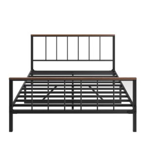 yoptote, Queen Size Metal Platform Frames with Headboard and Footboard for Bedroom,Black Bed