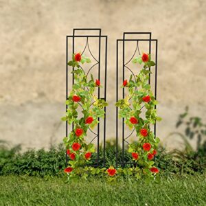 2 pack garden trellis, for climbing plants black steel potted support vines metal wire plant trellis for climbing vegetables flower patio roses cucumbers