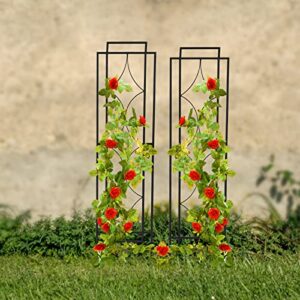 2 Pack Garden Trellis, for Climbing Plants Black Steel Potted Support Vines Metal Wire Plant Trellis for Climbing Vegetables Flower Patio Roses Cucumbers