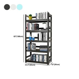 KWOKING Rectangle Standard Bookshelf Scandinavian Metal Bookcase Office Bookshelf Multi-Layer Picture Book Rack Balcony Storage Shelf Wrought Iron Bookcase Floor Shelf Black 23.6" L x 11.8" W x 63" H