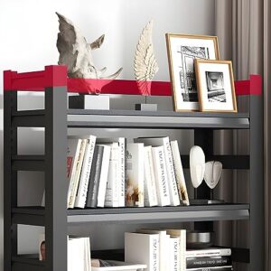 KWOKING Rectangle Standard Bookshelf Scandinavian Metal Bookcase Office Bookshelf Multi-Layer Picture Book Rack Balcony Storage Shelf Wrought Iron Bookcase Floor Shelf Black 23.6" L x 11.8" W x 63" H