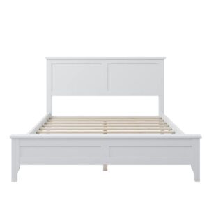 anwickjeff Full Size Bed Frame with Headboard and Footboard, Modern Concise Style White Solid Wood Platform Bed for Kids Teens Adults, No Need Box Spring (Full, White)