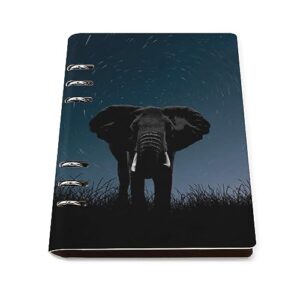 black and white elephant starry notebook cover 6-ring binder portable planner book loose-leaf cover for home office