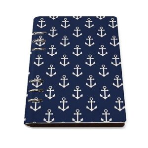 naby blue anchor notebook cover 6-ring binder portable planner book loose-leaf cover for home office