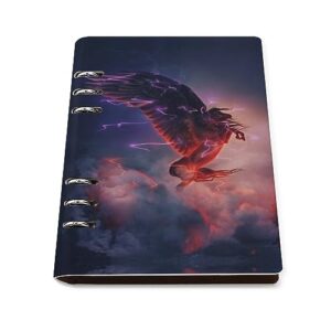 red thunderbolt pegasus notebook cover 6-ring binder portable planner book loose-leaf cover for home office