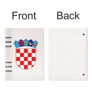 Croatia National Emblem Notebook Cover 6-Ring Binder Portable Planner Book Loose-Leaf Cover for Home Office