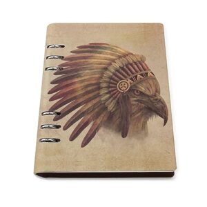 us indian bald eagle notebook cover 6-ring binder portable planner book loose-leaf cover for home office