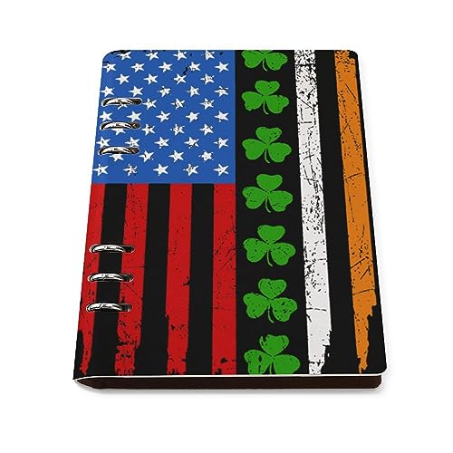 Irish American Flag Notebook Cover 6-Ring Binder Portable Planner Book Loose-Leaf Cover for Home Office