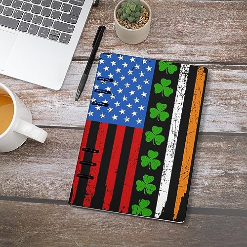 Irish American Flag Notebook Cover 6-Ring Binder Portable Planner Book Loose-Leaf Cover for Home Office