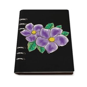 African Violet Flower Notebook Cover 6-Ring Binder Portable Planner Book Loose-Leaf Cover for Home Office