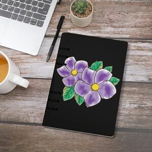 African Violet Flower Notebook Cover 6-Ring Binder Portable Planner Book Loose-Leaf Cover for Home Office