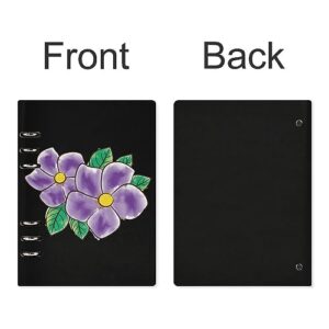 African Violet Flower Notebook Cover 6-Ring Binder Portable Planner Book Loose-Leaf Cover for Home Office